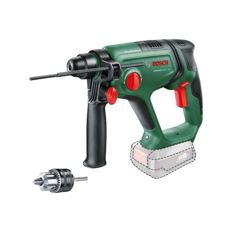 Bosch Taladro Percutor A Batería Universalhammer 18v Baretool, Verde/Negro, Sin Batería Ni Cargador, Power For All Alliance