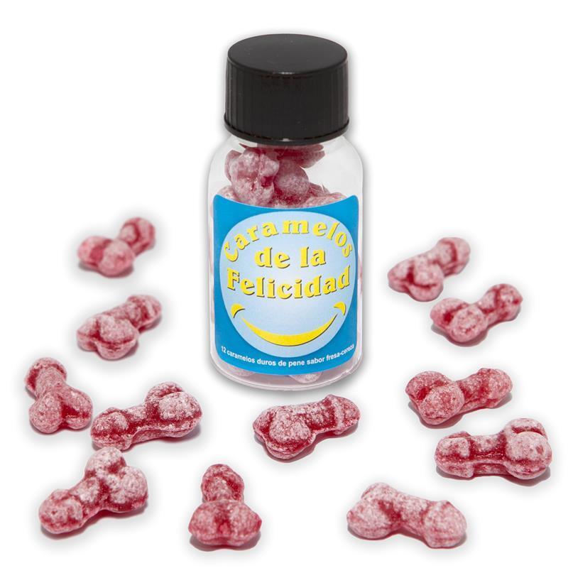 Bote De 12 Caramelos Pene Sabor Fresas Con Cereza
