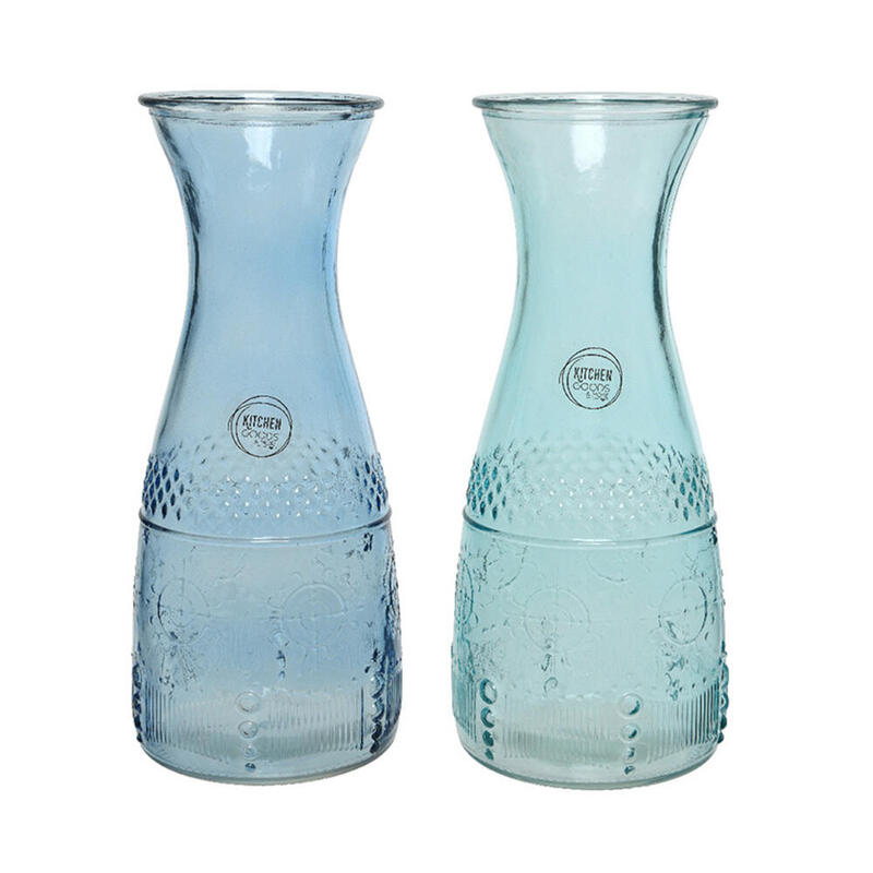 Botella De Cristal Con Relieve Ø10 X 25 Cm 1,10 L Modelos Surtidos