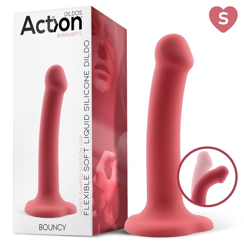 Dildo Bouncy Silicona Líquida Hiper Flexible 6.5 - 16.5 Cm Talla S Burgundy