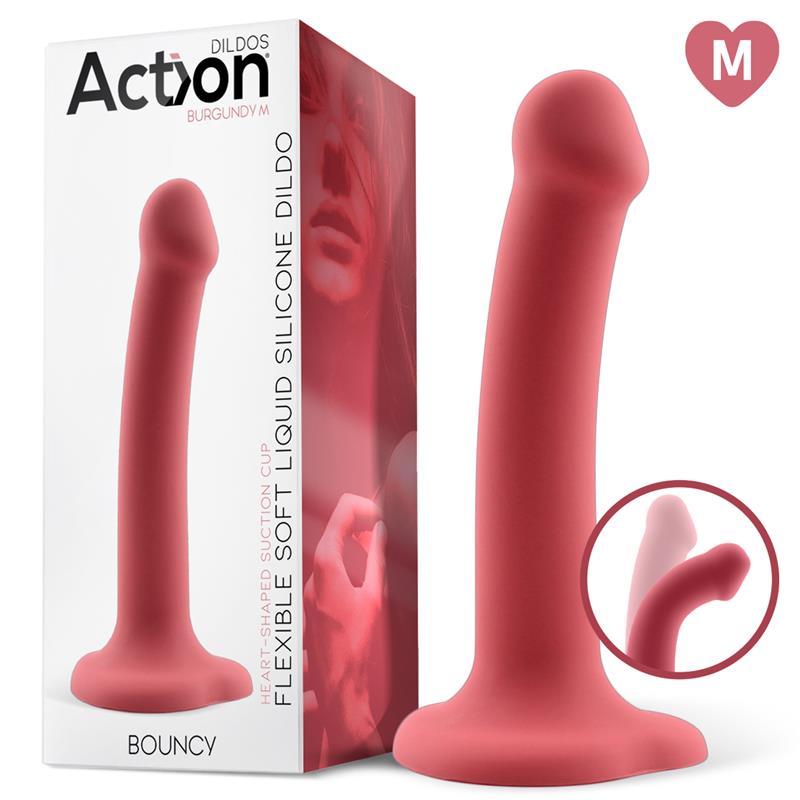 Dildo Bouncy Silicona Líquida Hiper Flexible 7 - 18 Cm Talla M Burgundy