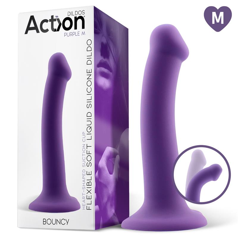 Dildo Bouncy Silicona Líquida Hiper Flexible 7 - 18 Cm Talla M Púrpura
