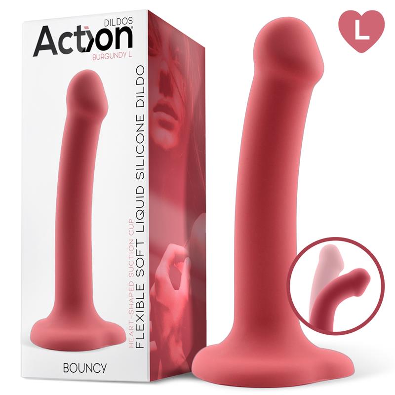 Dildo Bouncyerojugdil Silicona Líquida Hiper Flexible 7.5 - 19 Cm Talla L Burgundy
