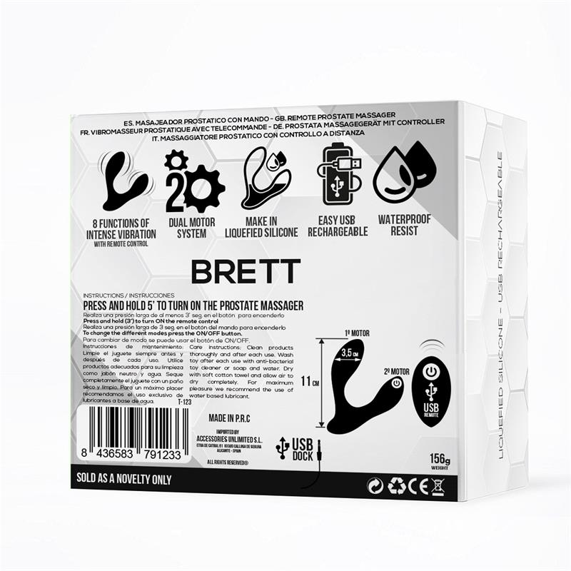 Brett Masajeador Prostático Control Remoto Usb Silicona Líquida
