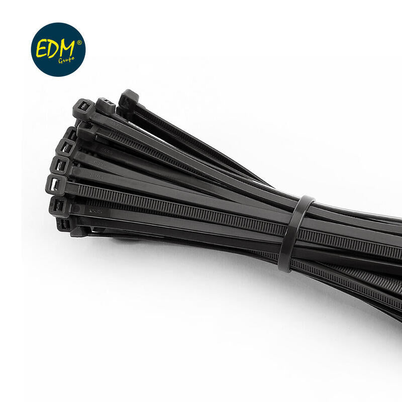 Bridas Reutilizables Negras 300x4,5mm (Bolsa 100 Unid.) Nylon Alta Calidad