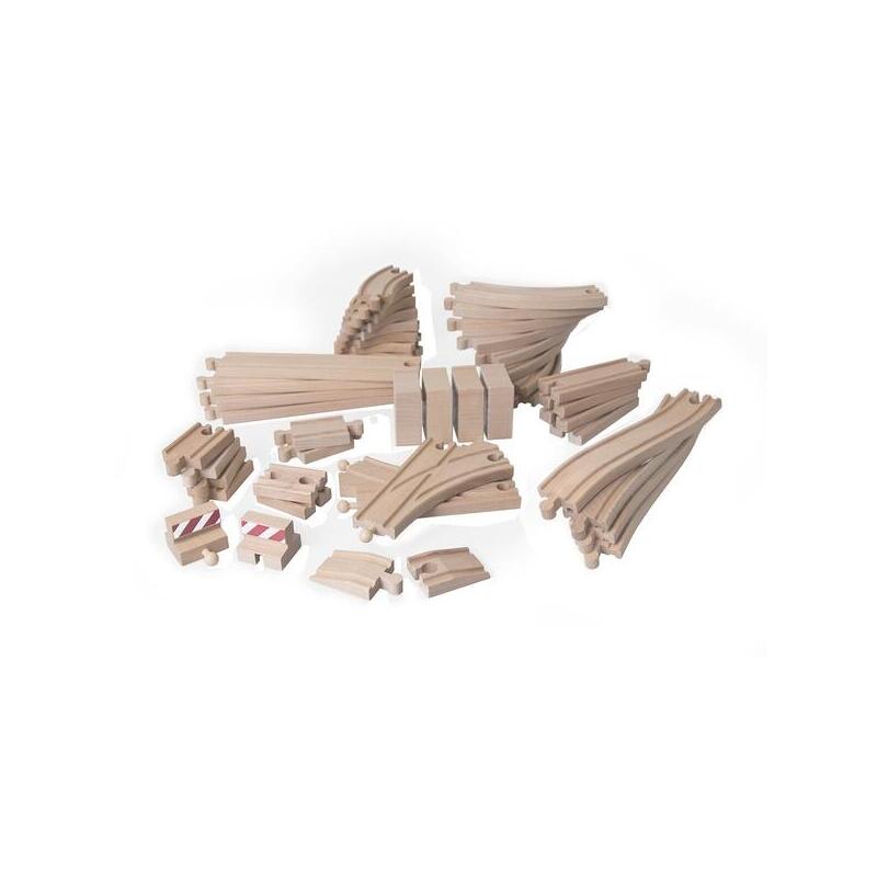Brio World World Xxl Gran Surtido De Rieles, Carriles De Madera, 50 Unidades 33772