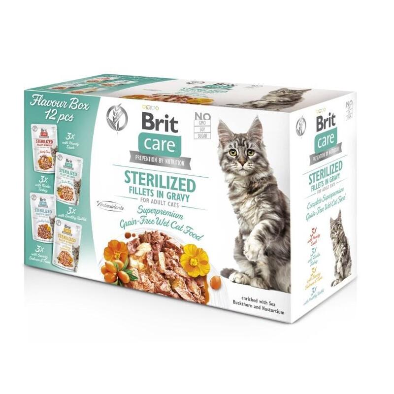 Brit Care Cat Sterilized Flavour Box Pouch 12x85g