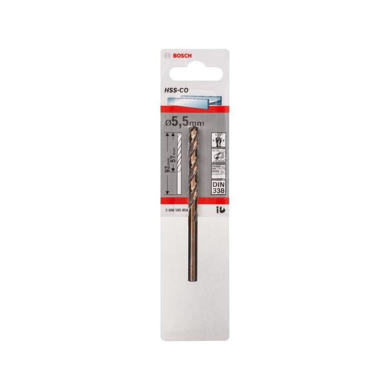 Broca Helicoidal Para Metal Bosch Hss-Co, Ø 5,5 Mm (Longitud De Trabajo 57 Mm)
