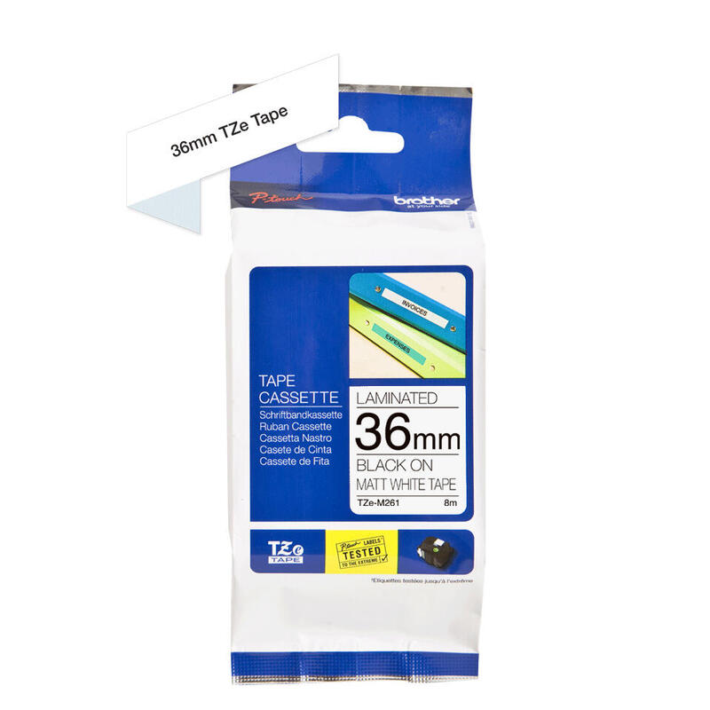 Brother Tze-M261 Cinta Laminada Mate Negro/ Blanco