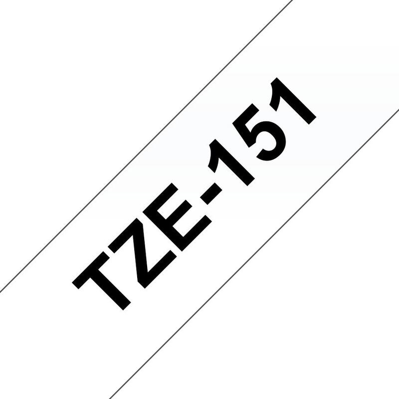 Brother Tze151 Cinta Laminada Generica De Etiquetas - Texto Negro Sobre Fondo Transparente - Ancho 24mm X 8 Metros