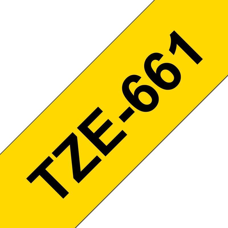 Brother Tze661 Cinta Laminada Generica De Etiquetas - Texto Negro Sobre Fondo Amarillo - Ancho 36mm X 8 Metros
