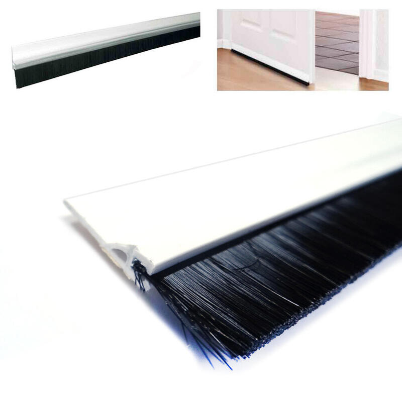 Burlete Bajo Puerta Rigido Blanco Con Cepillo De Fibra 1 M