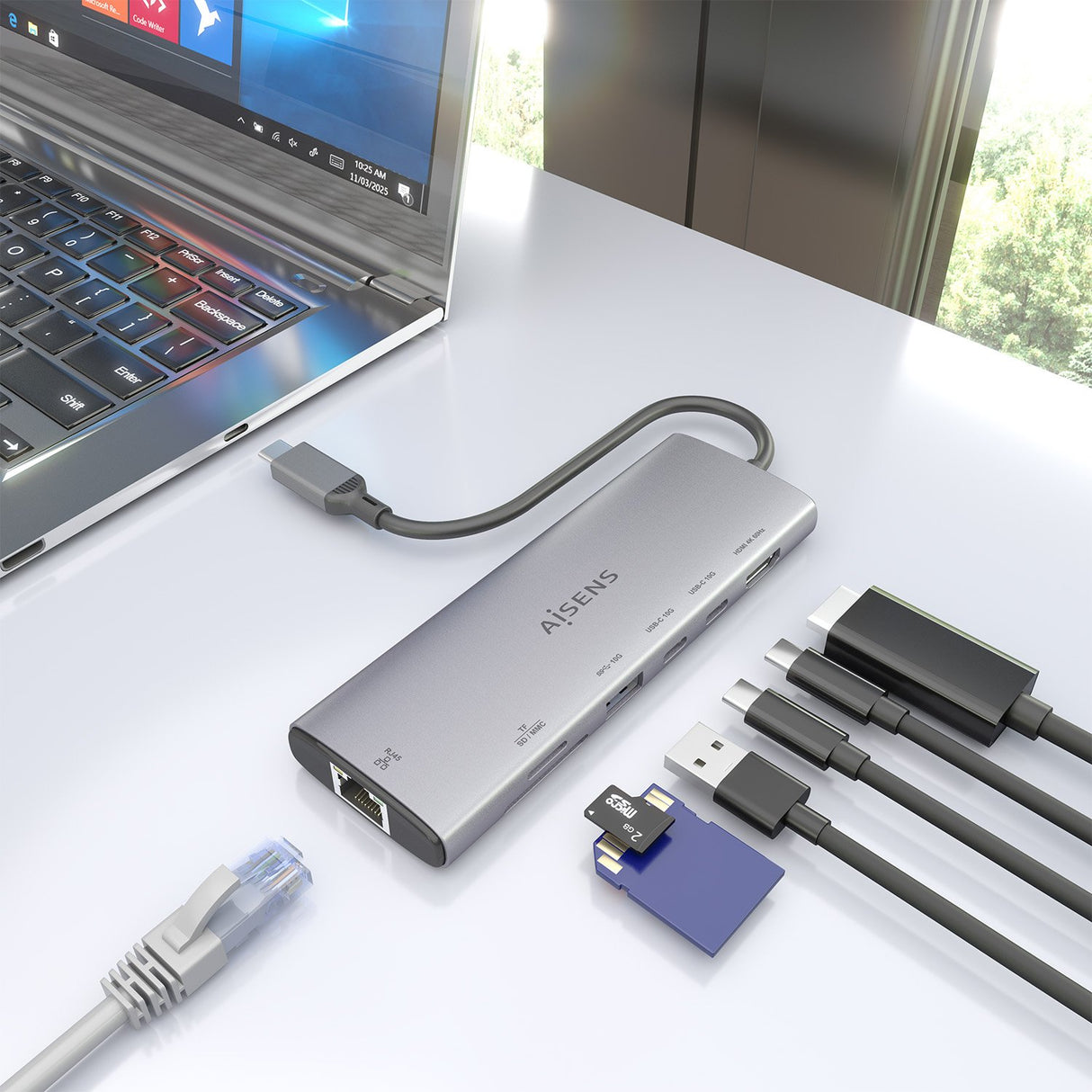 EAN 8435739903605 - AISENS ASUC-7P032-GR base para portátil y replicador de puertos Alámbrico USB 3.2 Gen 1 (3.1 Gen 1) Type- imagen 6