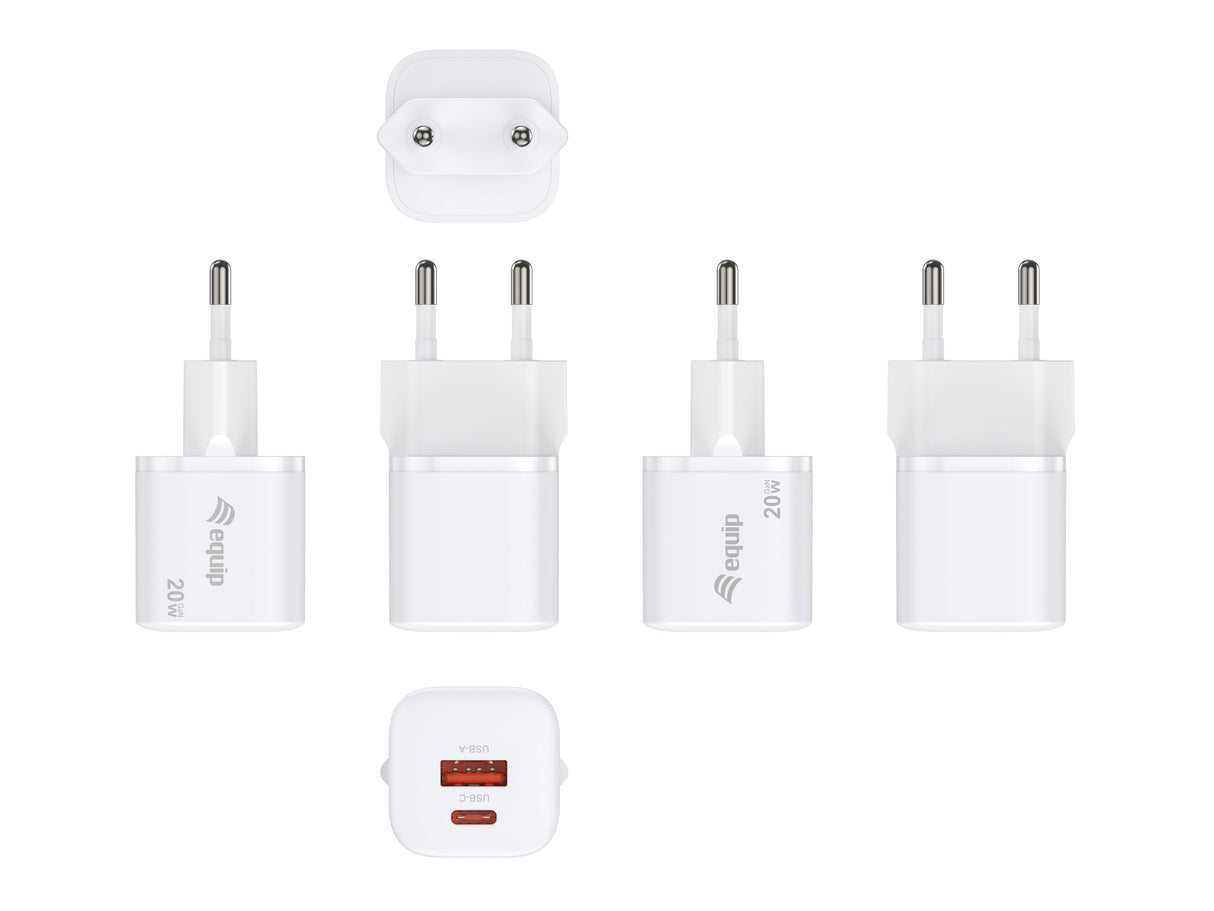 Equip Cargador 2port Usb-C Pd3.0/Usb-A Gan 20w Üss Ws