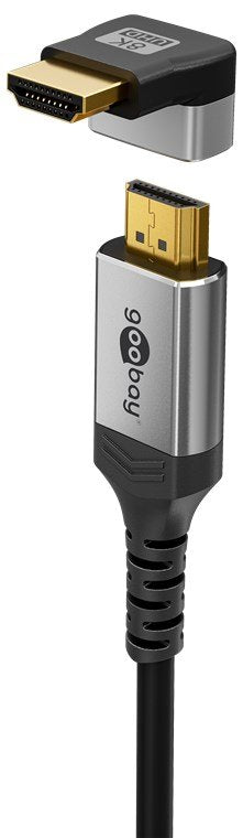 Goobay 72011 Hdmi Angled Adapter 270° Vertical, 8k @ 60 Hz, Gold-Plated, Black, Silver