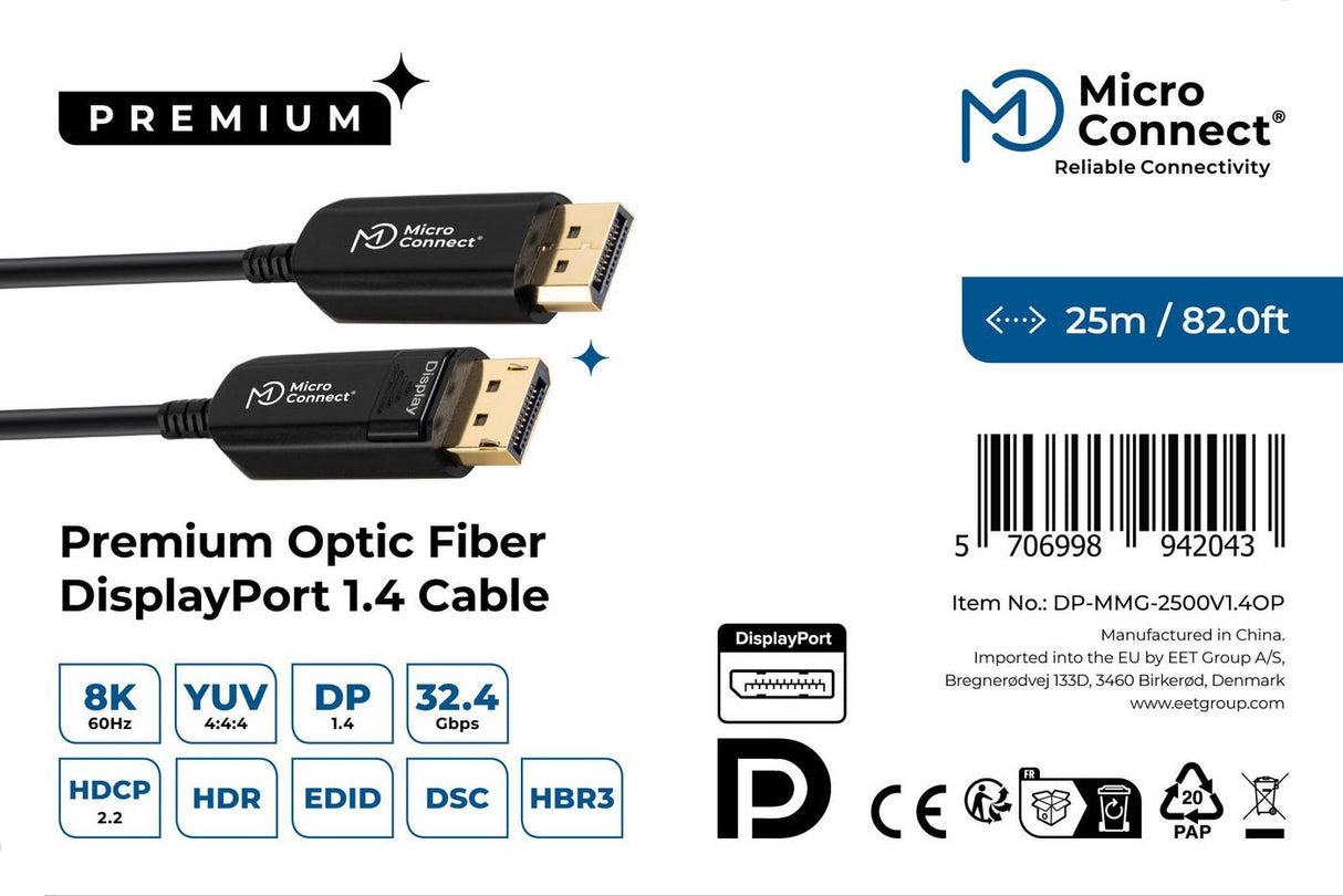 EAN 5706998942043 - Microconnect DP-MMG-2500V1.4OP cable DisplayPort 25 m Negro imagen 3