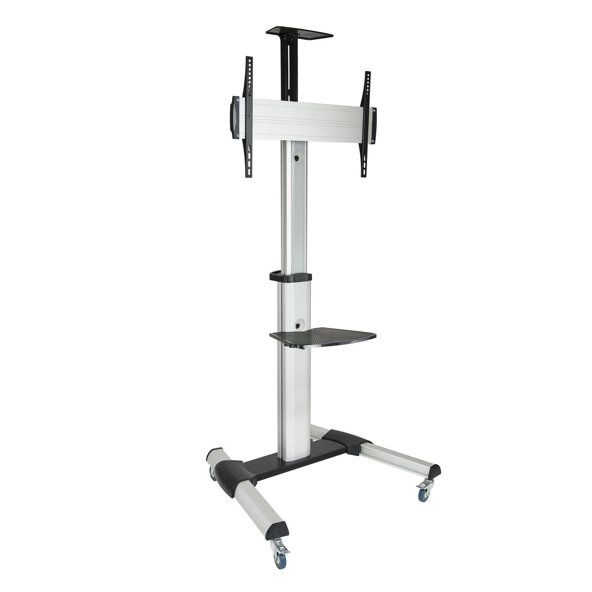 Tooq Soporte De Pantalla De Suelo Con Ruedas 37"-70" - Bloqueo De Ruedas - Dos Estantes - Gestion De Cables - Peso Max