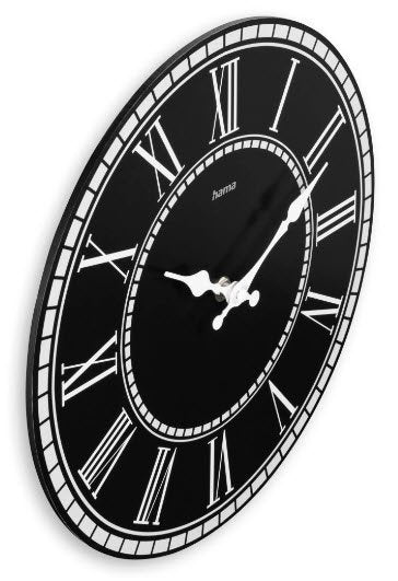 Hama Rab Reloj De Pared Analogico - Cuarzo - Silencioso - Mdf - Funciona Con 1 Pila Aa - 30x2cm - Negro