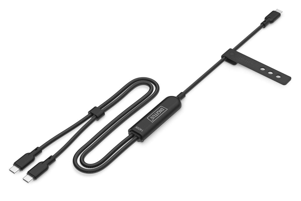 Cable De Carga Usb-C 2en1, 140 W, 1,8 M Usb 2.0, Funda De Nailon, Negro