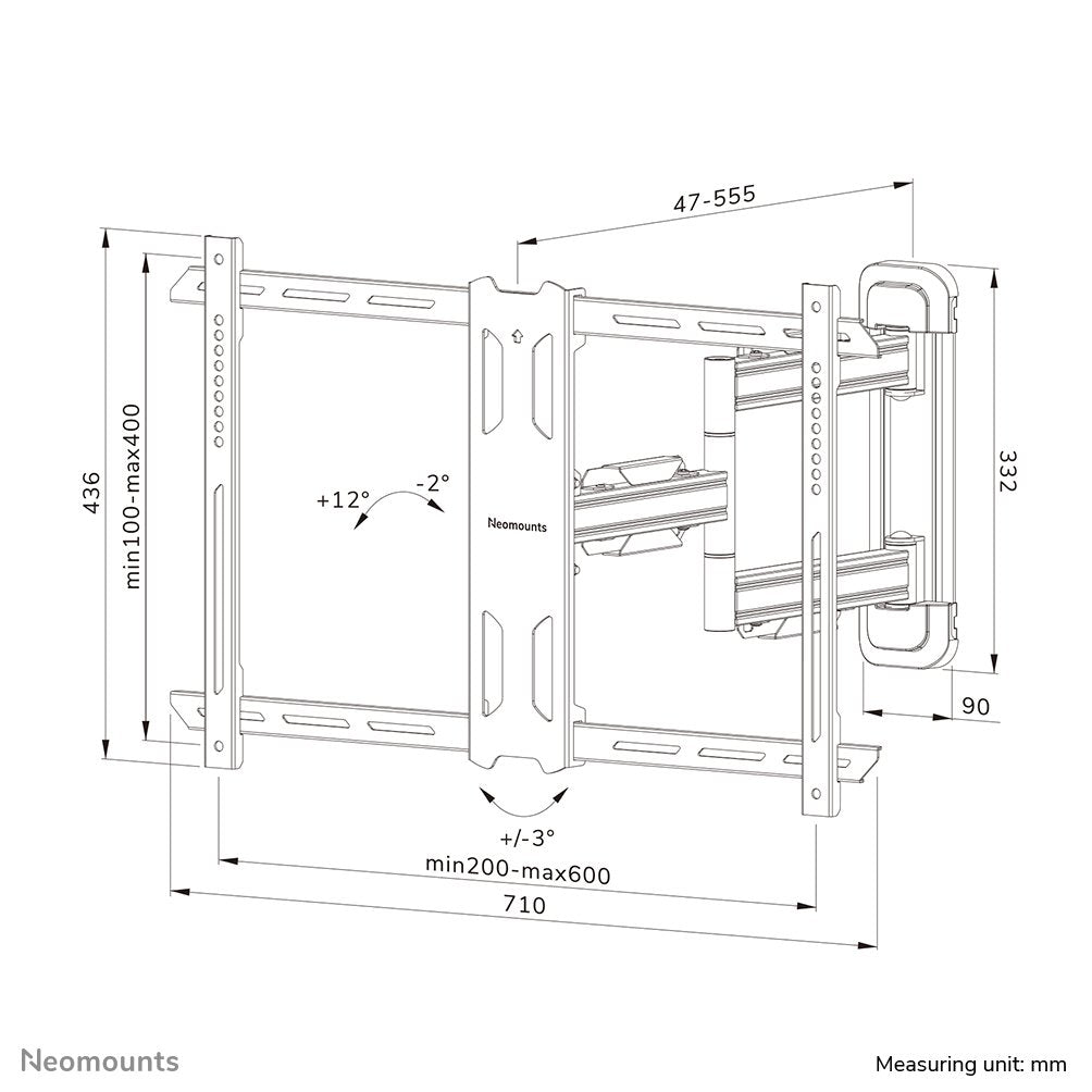 Neomounts Select Screen Wall Mount (Full Motion, 3 Pivots, Vesa 600x400)