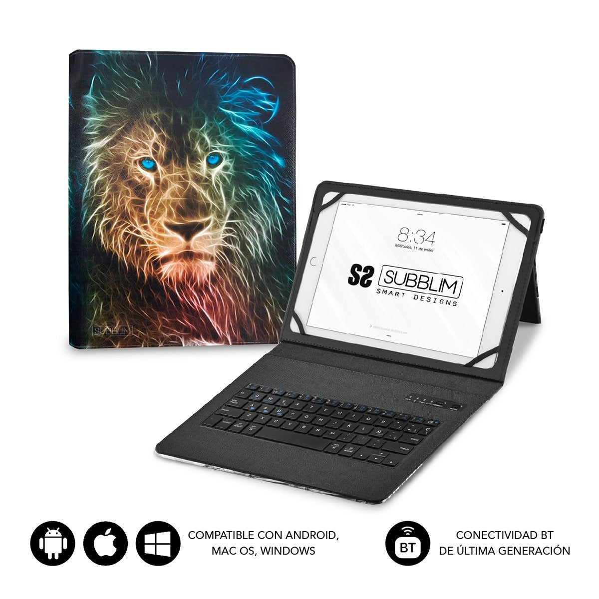 Subblim Keytab Pro Bluetooth Funda Tablet Con Teclado 10,1" Trendy León