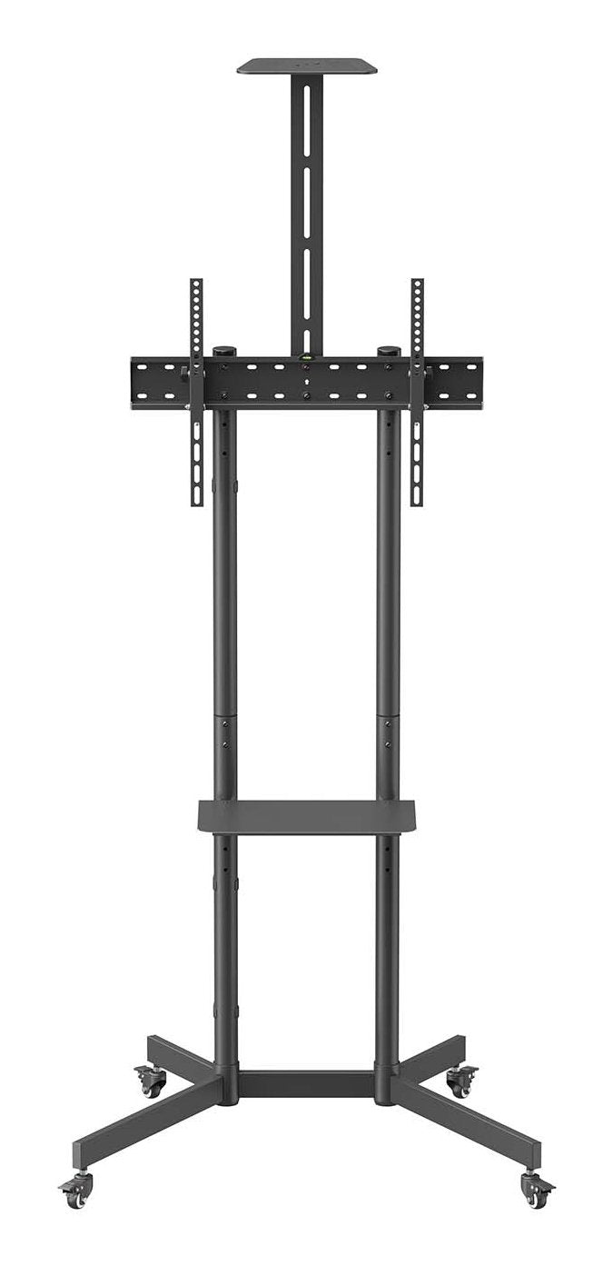 Aisens Soporte De Suelo Eco Con Rueda, Bandeja Para Dvd Y Soporte De Cámara Para Monitor/Tv 45kg De 37-70, Negro