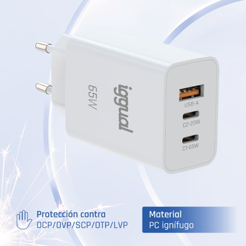 EAN 8435364320501 - iggual IGG320501 cargador de dispositivo móvil Smartphone, Teléfono móvil, Tableta Blanco Corriente alter imagen 4