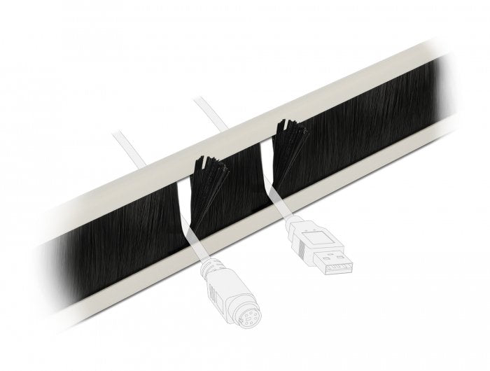 Delock Tira De Cepillo Para Administración De Cables De 19" Sin Herramientas 1u Gris