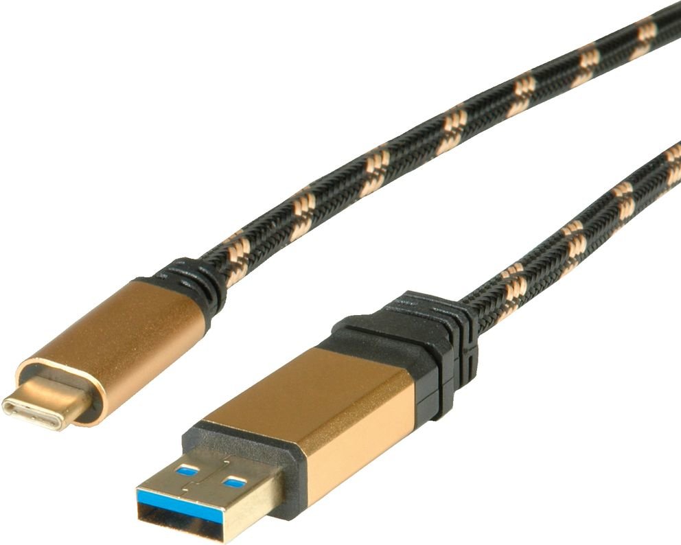 Roline Usb 0.5m Cable Usb 0,5 M Usb 3.2 Gen 2 (3.1 Gen 2) Usb A Usb C Negro, Oro