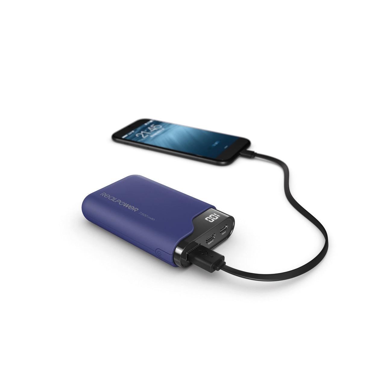 Batería Externa Realpower Pb-7500c Azul Noche, Usb C