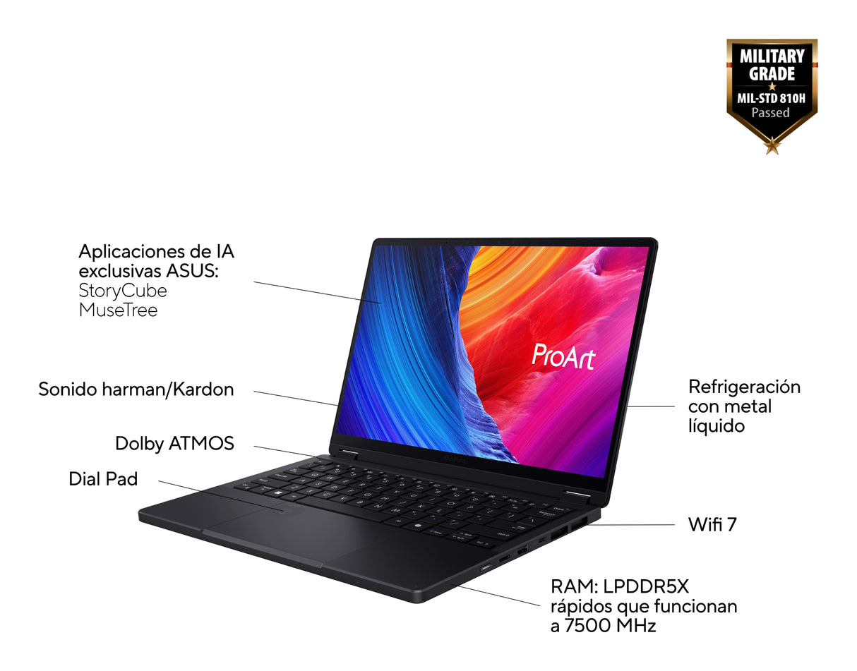 EAN 4711387626757 - ASUS ProArt PX13 HN7306WV-LX011W Híbrido (2-en-1) 33,8 cm (13.3") Pantalla táctil LPDDR5x-SDRAM NVIDIA Ge imagen 3