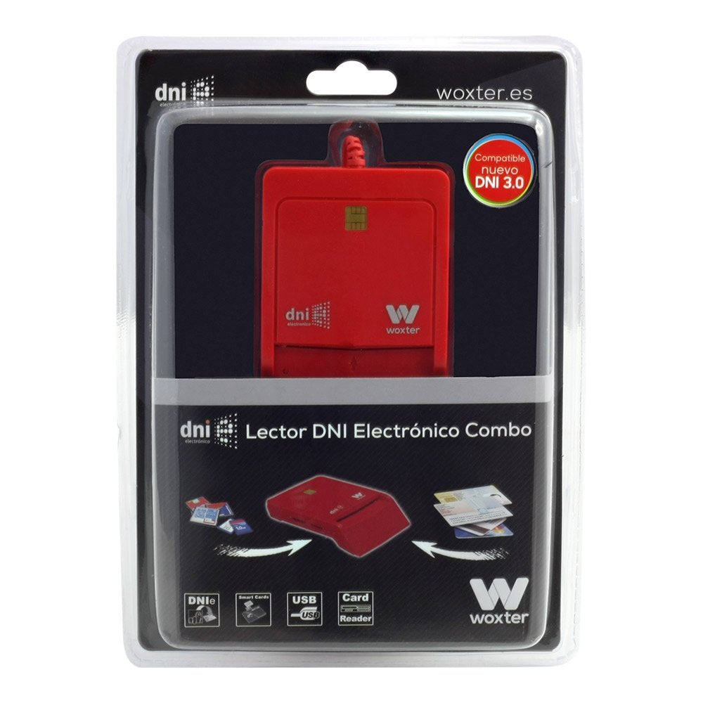 Lector De Dni Y Tarjetas Woxter Combo Pe26-148 Rojo Usb 2.0