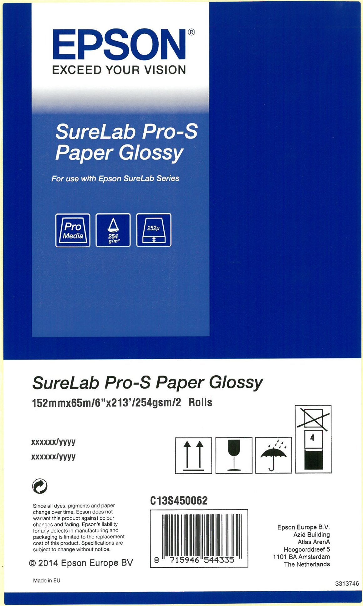 Epson Surelab Pro-S Paper Glossy Bp 6x65 2 Rolls