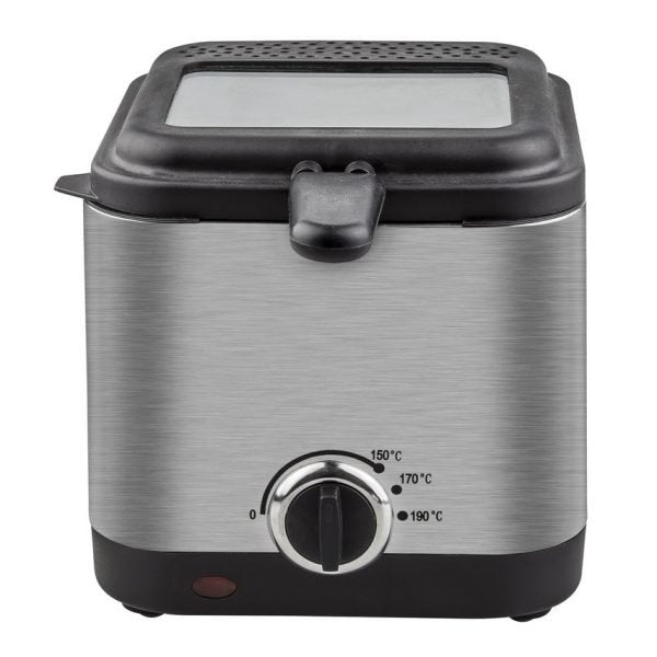 Freidora Kuken Capacidad 1.5l Acero Inox Cuerpo Y Tapa Con Ventana De Cristal 900w