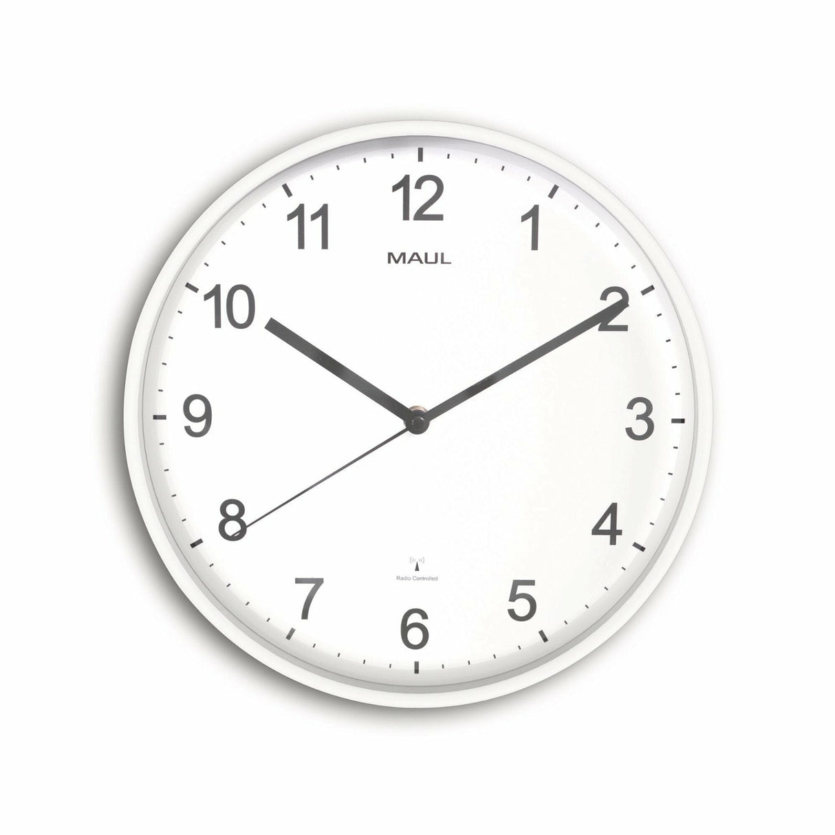 Maul Maulsprint, Reloj De Pared (30 Cm De Diámetro, Radio Con Ajuste Automático De Tiempo, Optima Para Salón, Dormitorio, Cocina, Estudio Y Oficina), Color Blanco