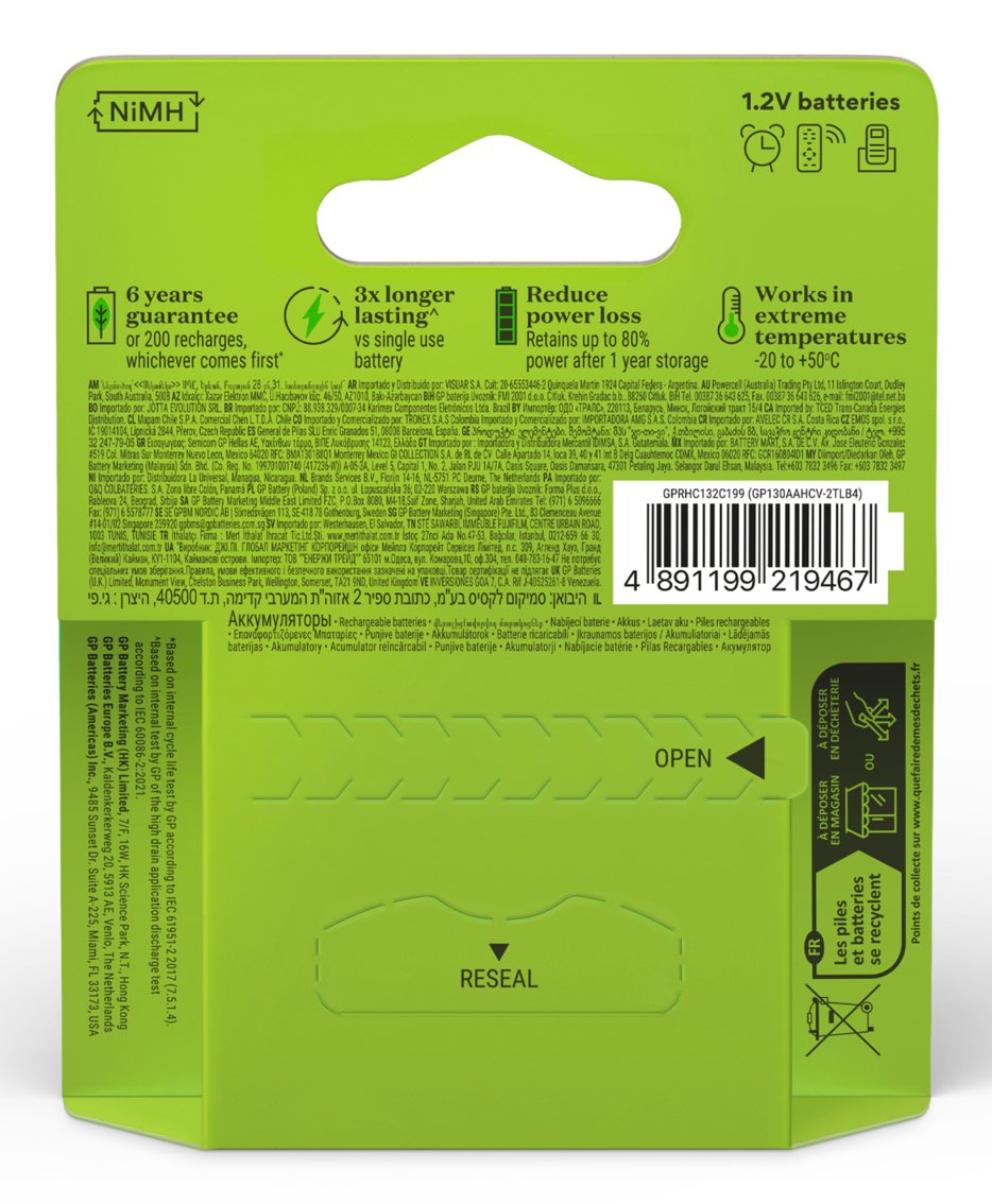 Recharge Aa Batteries 1300mah 4-Pack 201237