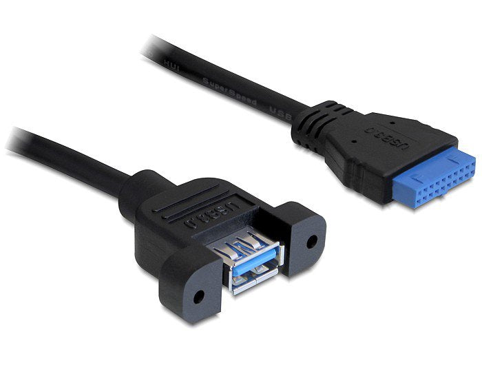 Delock 0.5m Usb 3.0 F/F Cable Usb 0,5 M Usb A Idc Negro