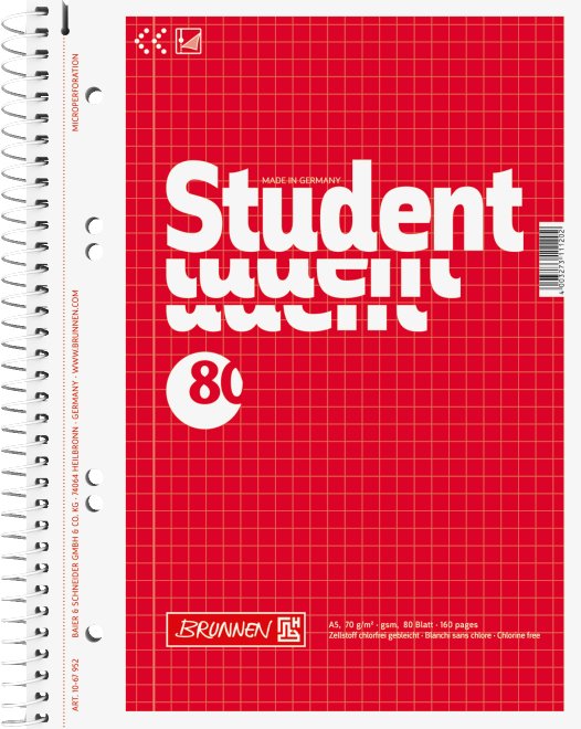 Brunnen Student Cuaderno Din A5 Cuadriculado