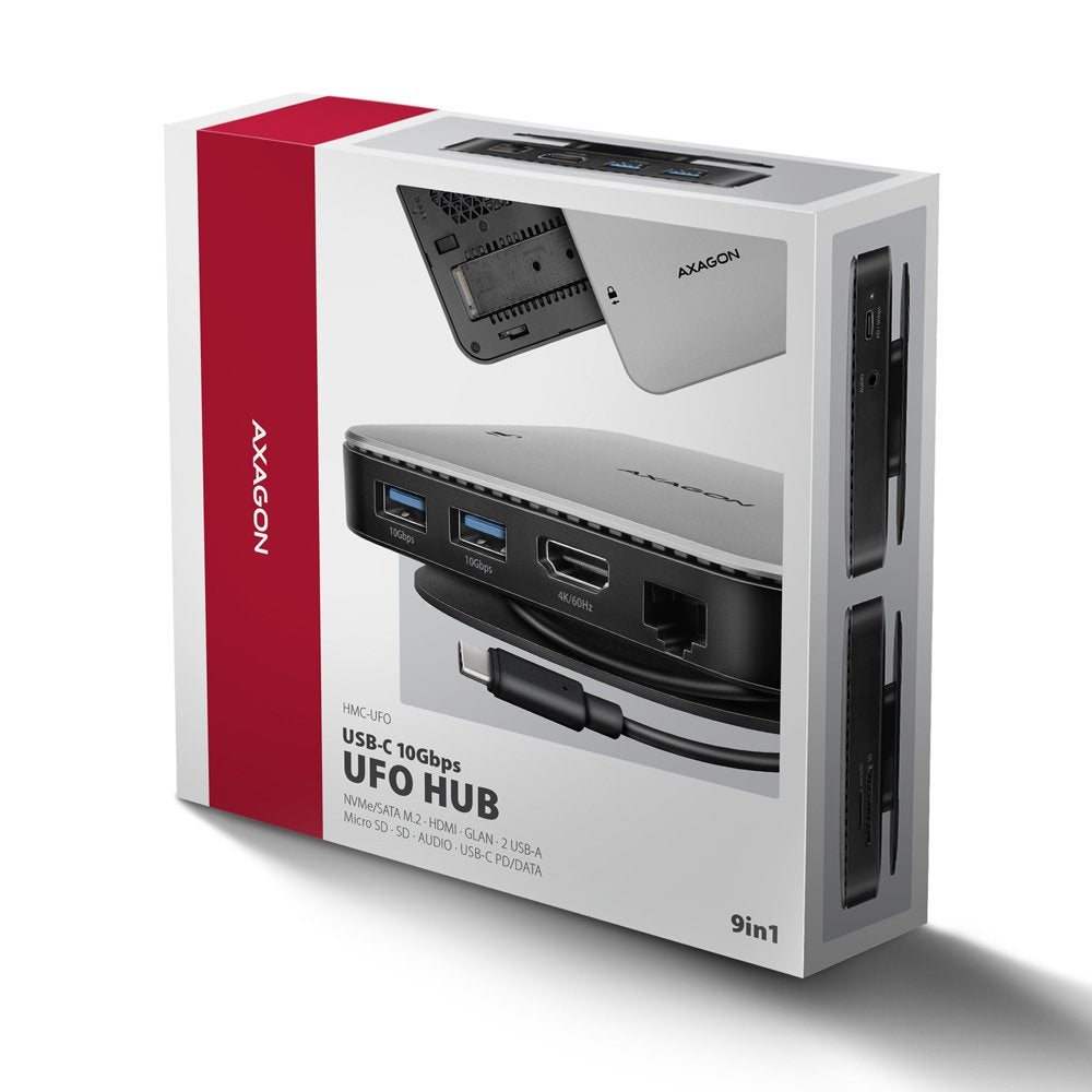 EAN 8595247908438 - Axagon HMC-UFO USB-C Hub M.2 SATA/NVMe 1 Gbit/s Ethernet 384 kHz Audio Alámbrico USB 3.2 Gen 2 (3.1 Gen 2 imagen 21