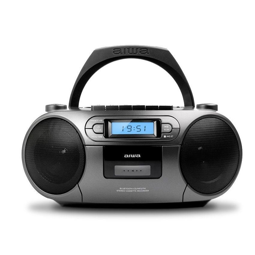 Radio Cd-Casete Aiwa Boombox Bbtc-550mg Gris Casete/Cd/Usb/Bt/Mp3/Fm Pll/Aux In 3.5mm/2x3w Bbtc-550mg