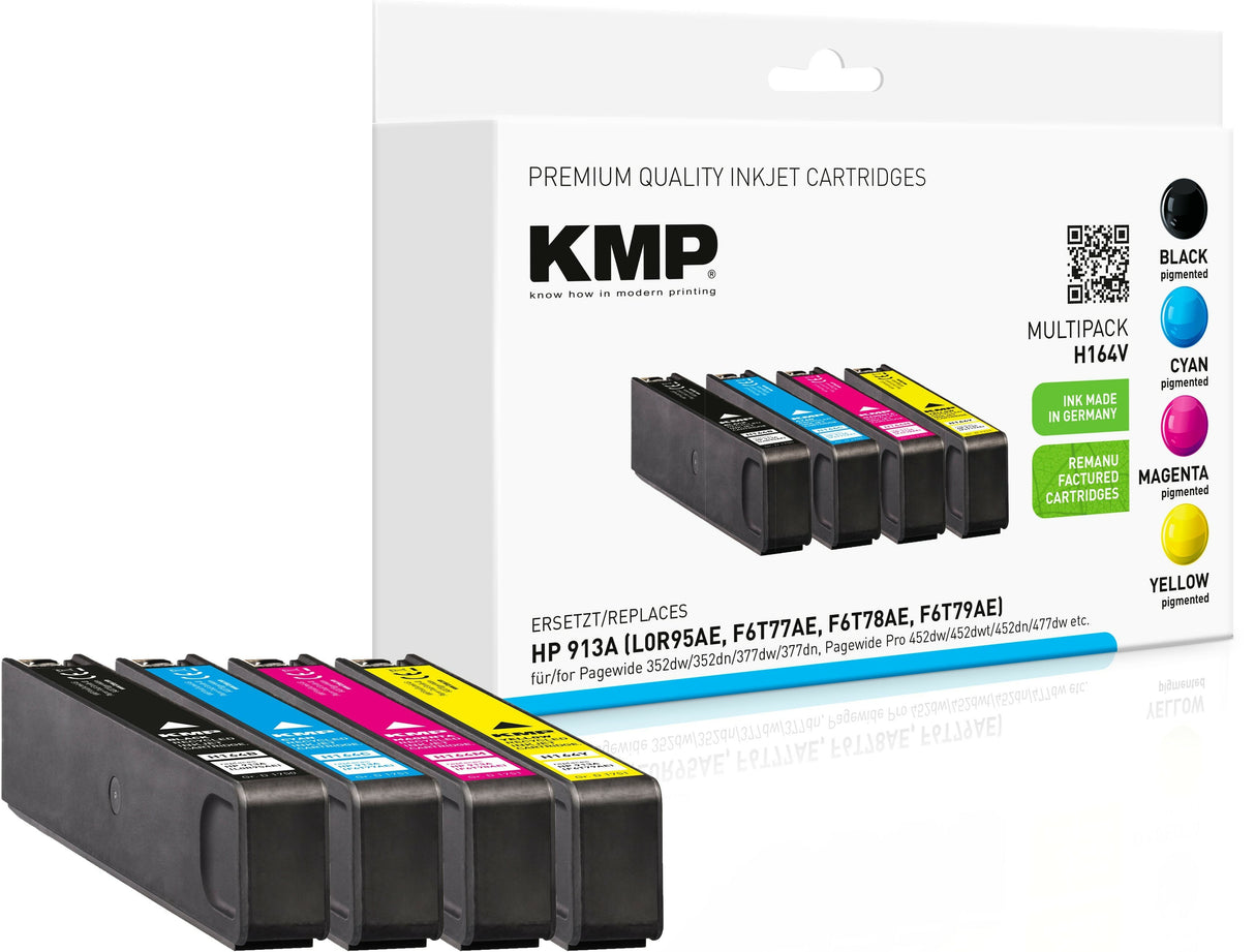 Kmp Tóner Compatible Hp 913a 3000-3500 Copias. H164v Negro, Cian, Magenta, Amarillo
