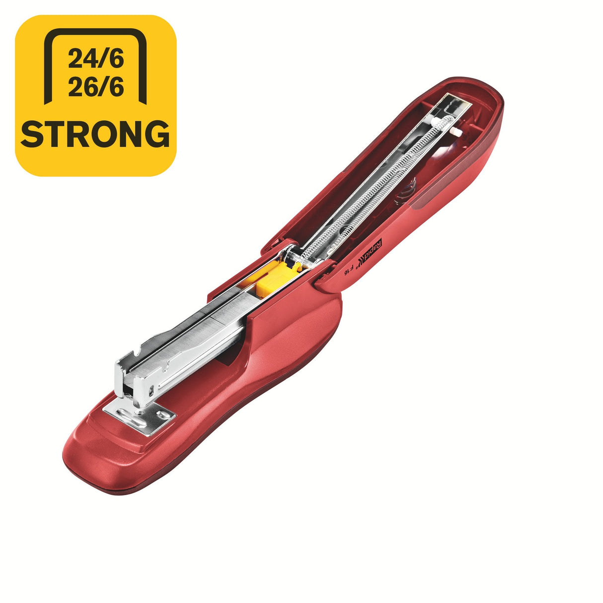 Rapid F16 Grapadora De Sobremesa - Hasta 30 Hojas - Grapado Abierto, Cerrado Y Clavado - Color Rojo