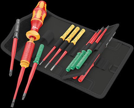 Wera Kraftform Kompakt Vde 15 Torque Extra Slim 1 Buscador De Herramientas, 15 Piezas, Destornillador Rojo/Amarillo, Incluido Mango Dinamométrico, Hojas Intercambiables Vde 5006605001
