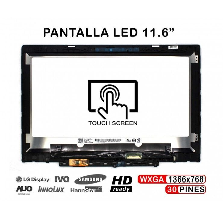 Pantalla Led Táctil Con Marco De 11.6" Para Portátil Lenovo Chromebook 300e 2nd Gen 81qc Mtk Con G-Sensor