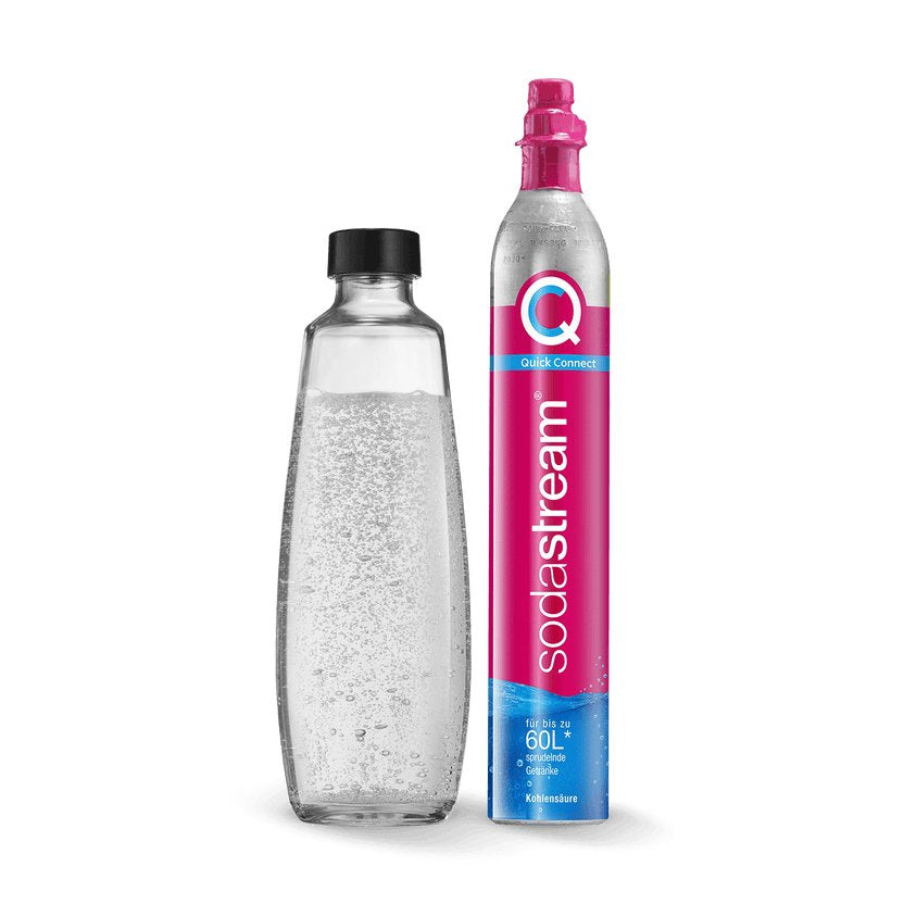 Cilindro De Reserva De Co2 Sodastream Quick Connect + 1 Jarra De Vidrio, Para Máquina De Refrescos De Agua Rosa, Con Cierre Quick-Connect 1053400490