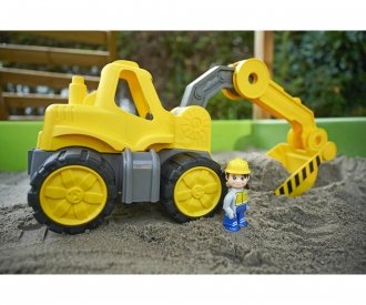 Big Power-Worker Excavadora + Figura, Vehículo De Juguete Amarillo/Gris 800054835