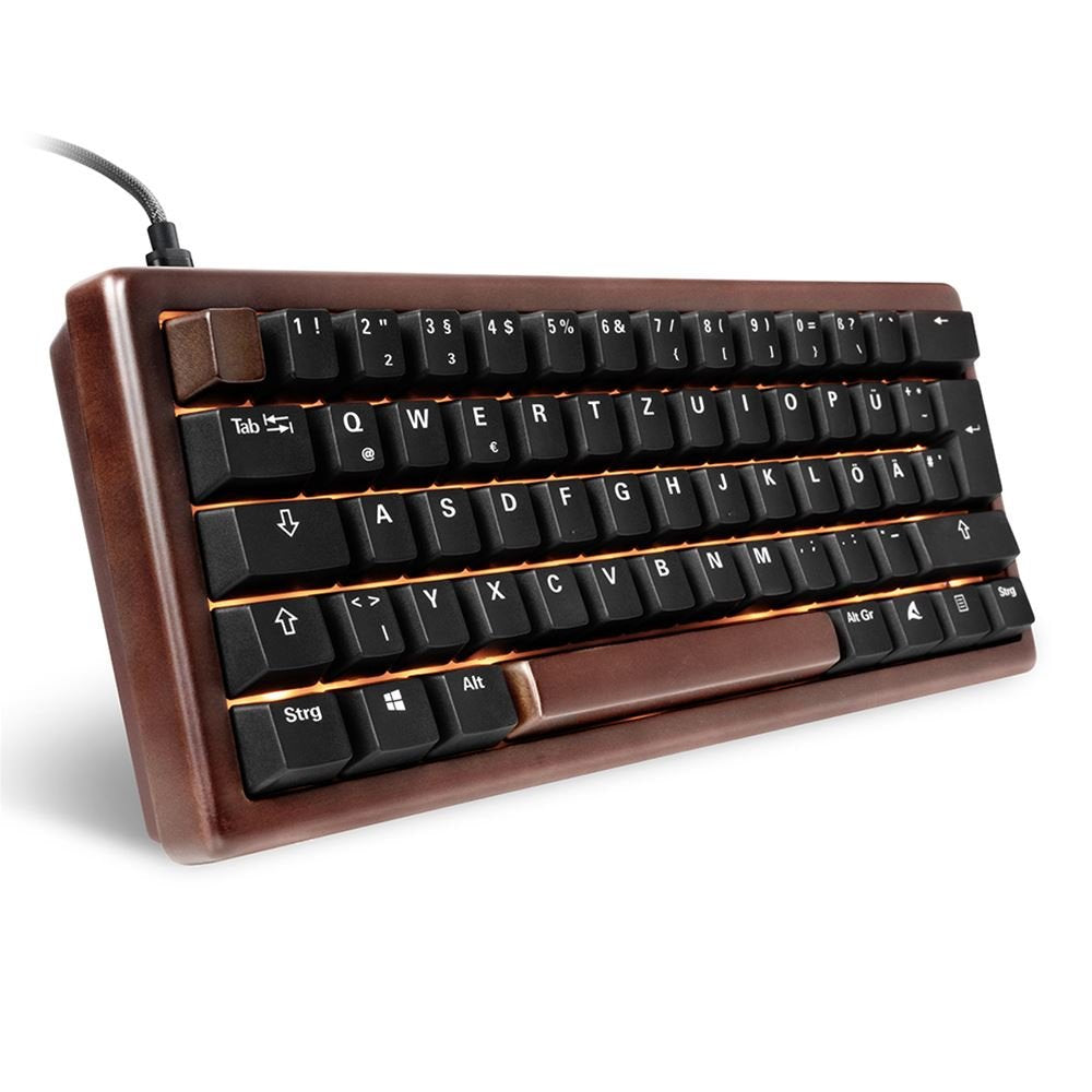 Sharkoon Skiller Sgk50 S4 Gen2 Wood Pbt, Teclado De Juegos Madera/Negro, De-Layout, Gateron G Pro 3.0 Amarillo 4044951042784