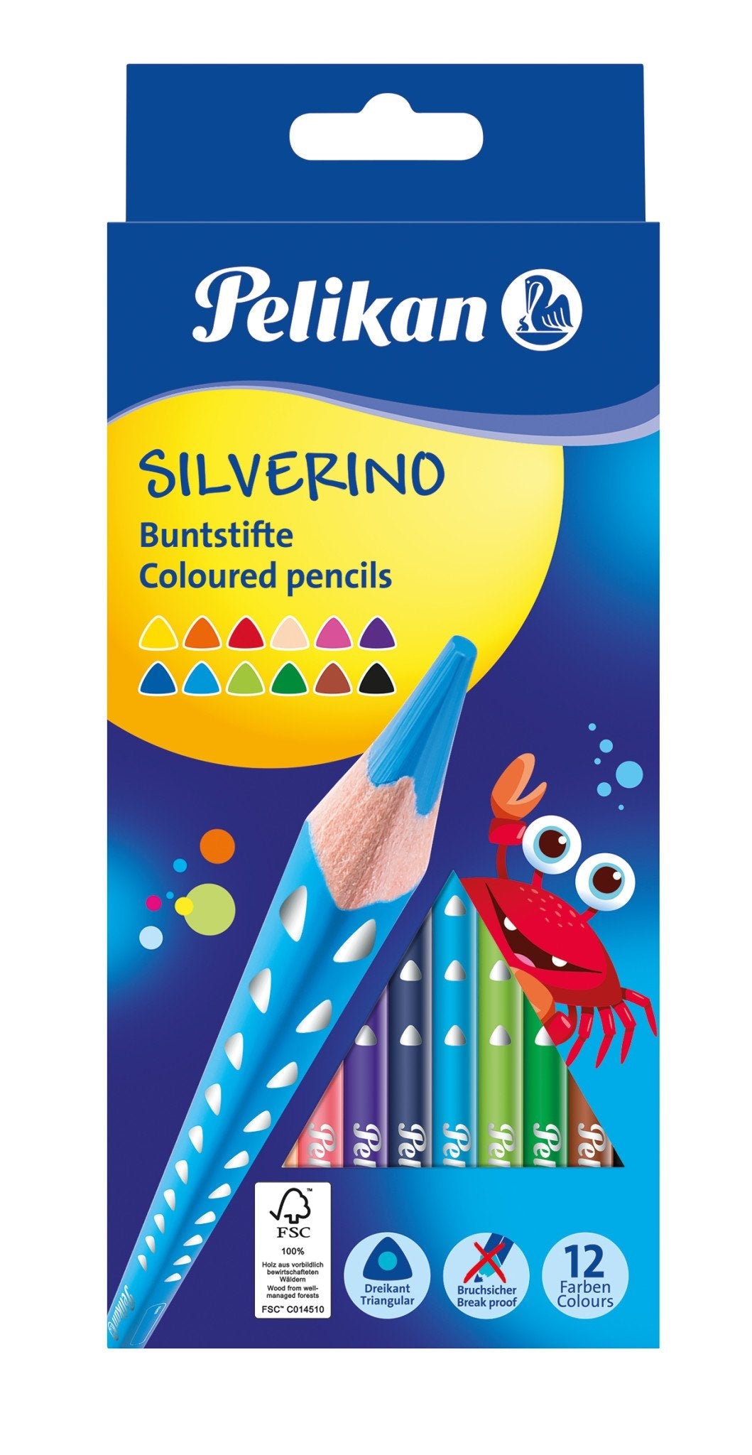 Pelikan Caja De 12 Lapices De Colores Triangulares Finos - Mina Antirotura - Fsc