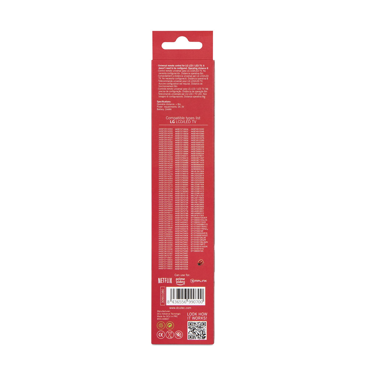 EAN 8436556990700 - DCU Advance Tecnologic 30901080 mando a distancia IR inalámbrico TV Botones imagen 3
