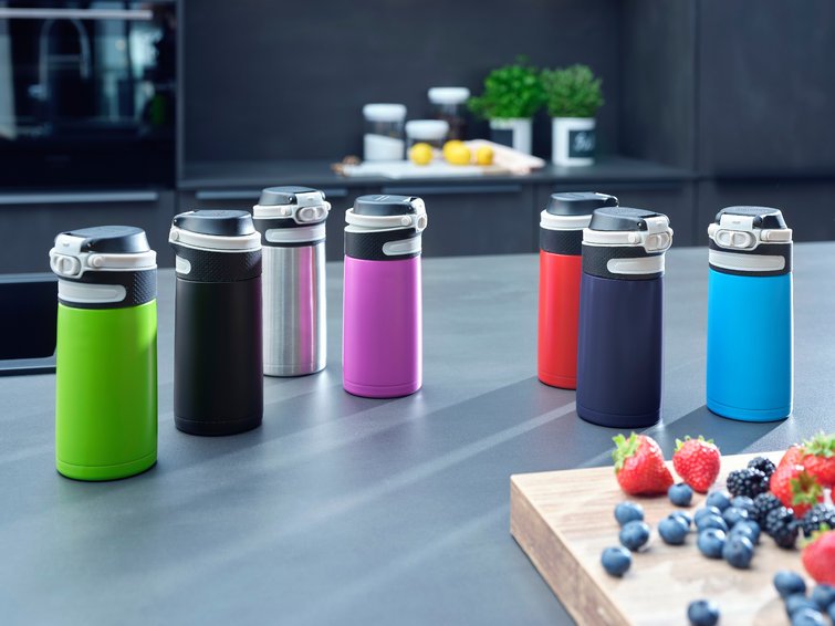 Leifheit 03245 Taza De Viaje 350 Ml Negro, Rojo Acero Inoxidable